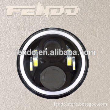 High Brightness Round 7Inch LED Jeep Wrangler Headlight Harley Motorcyle High/Low Beam Headlamp With LED Ring